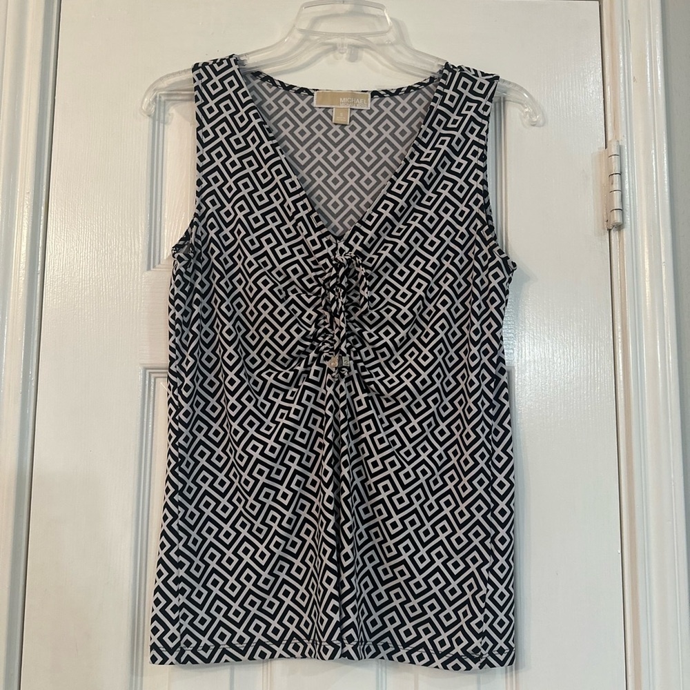 Michael Kors Black‎ and White Diamond Pattern Tank Top